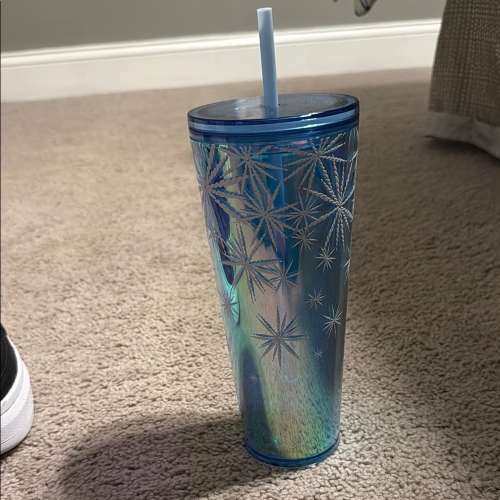 Blue Starbucks Iridescent Tumbler with Straw
